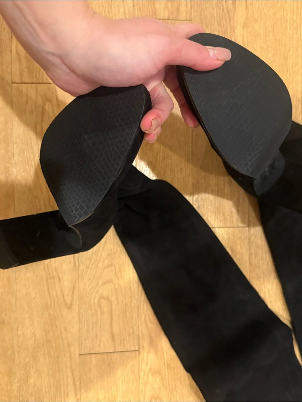 Stuart Weitzman Black Over-the-Knee Suede Heeled Boots